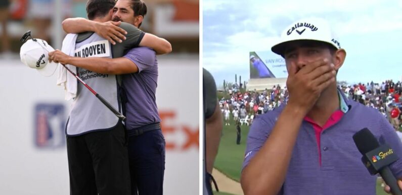 Golf star breaks down during interview as win dedicated to terminally-ill friend