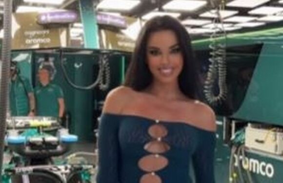 ‘World Cup’s sexiest fan’ wows on tour round Aston Martin garage at Las Vegas GP