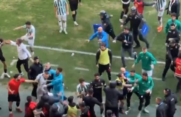Mass brawl breaks out in Turkey as FIVE players are sent off