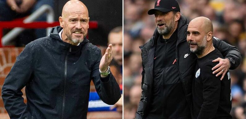 Man Utd fan’s shocking Pep Guardiola and Jurgen Klopp stat in Erik ten Hag rant