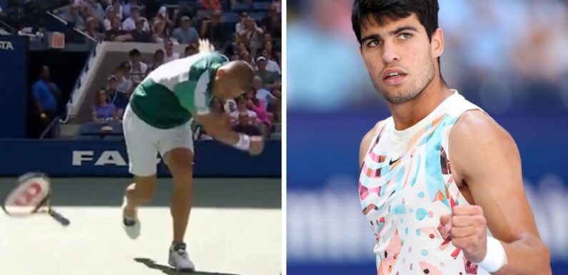 Carlos Alcaraz beats Dan Evans at US Open as Brit smashes racket against rival