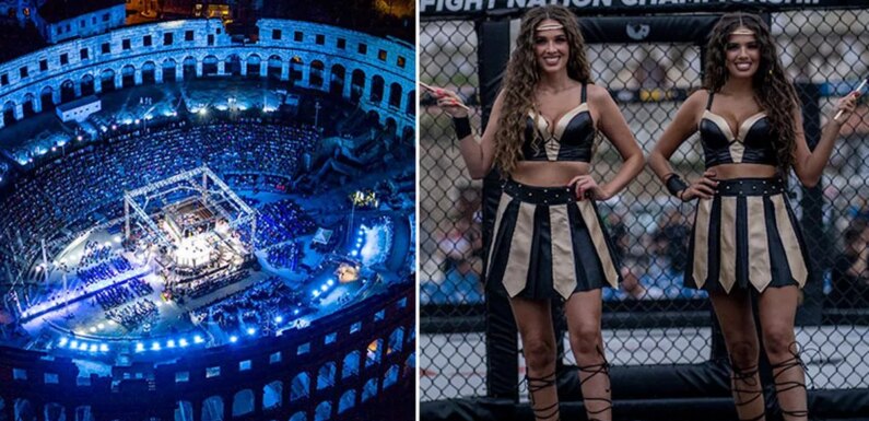 Colosseum used by blood-thirsty gladiators hosts MMA bouts with glam ring girls