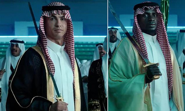 Cristiano Ronaldo dons a SWORD and traditional Saudi dress in video