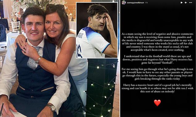 Harry Maguire's mum hits back at 'abusive comments' aimed at her son