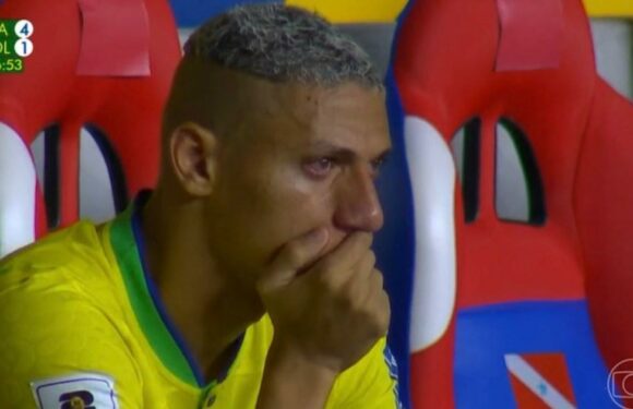 Richarlison seen crying on Brazil bench after failing to score against Bolivia