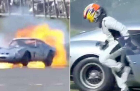 Sky Sports F1 pundit forced to make quick escape as car catches fire during race