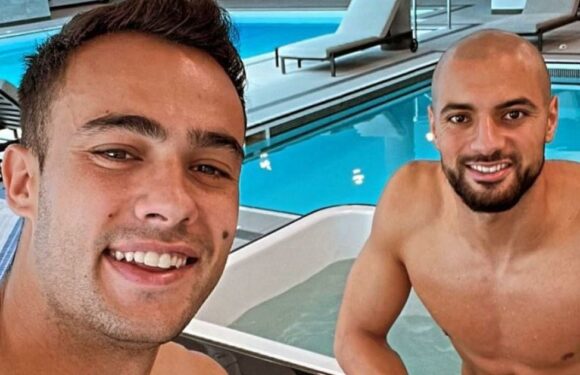 Sofyan Amrabat pictured with new Manchester United team-mate at training