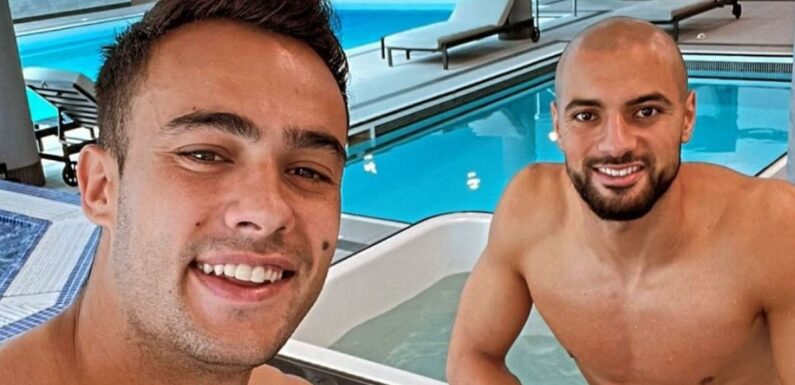 Sofyan Amrabat pictured with new Manchester United team-mate at training