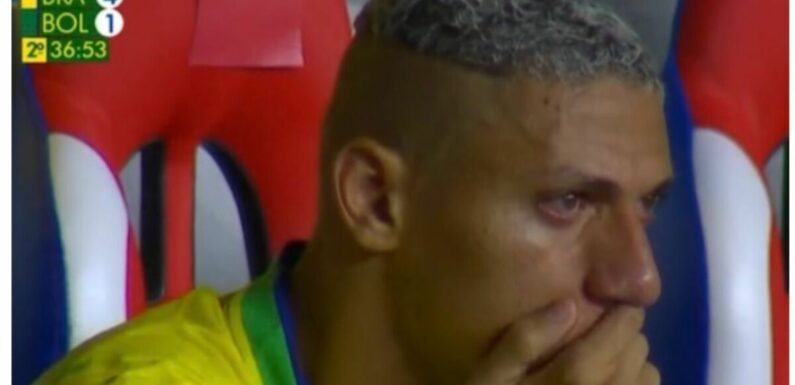 Tottenham star Richarlison in tears on Brazil bench despite team beating Bolivia