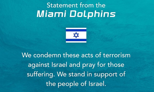 NFL teams show support for Israel after deadly attacks by Hamas