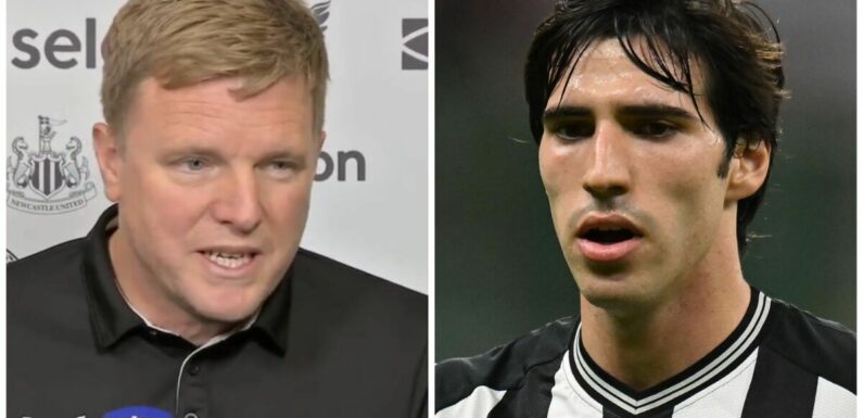 Newcastle boss Eddie Howe reacts to Tonali betting chaos and makes return call