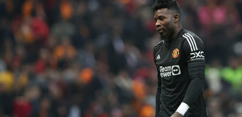 Andre Onana is distraught at final whistle in Man United's 3-3 draw