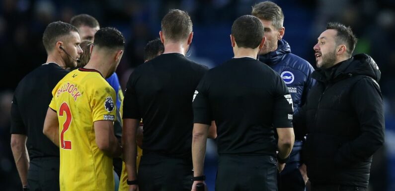 Brighton boss Roberto De Zerbi says he doesn’t like ‘80% of English referees’