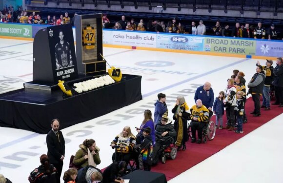 Ice hockey fans flock to pay tribute to Adam Johnson at Nottingham Panthers rink