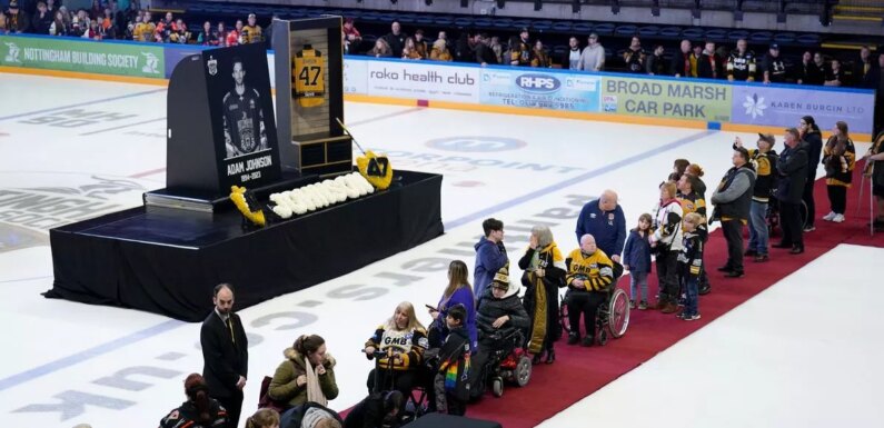 Ice hockey fans flock to pay tribute to Adam Johnson at Nottingham Panthers rink