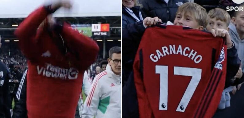 Man Utd fans baffled as Garnacho gives shirt to Fulham supporter at half-time