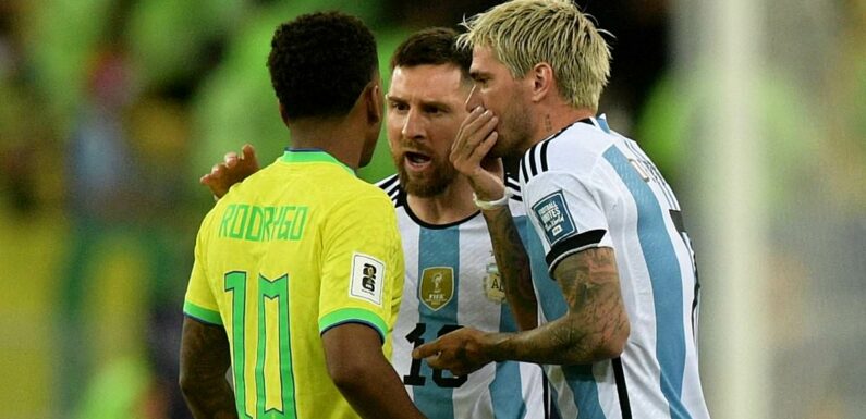 Messi exchanges words with Brazilian Rodrygo after police-fan clash