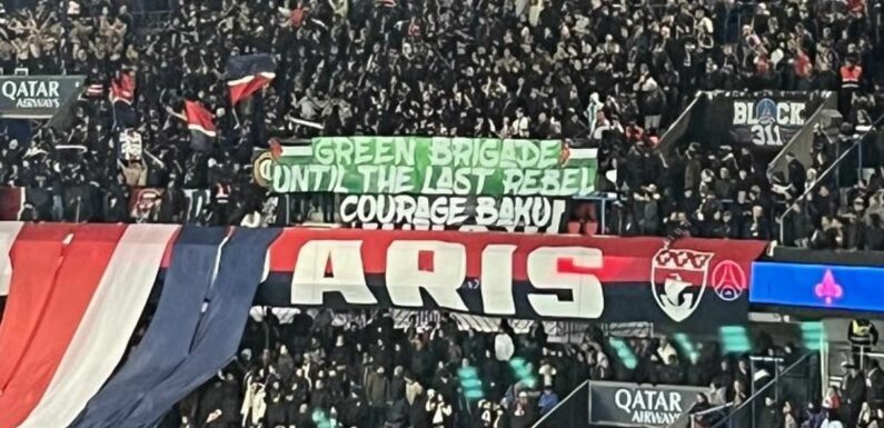 PSG ultras unveil banner of support to Celtic's Green Brigade amid ban