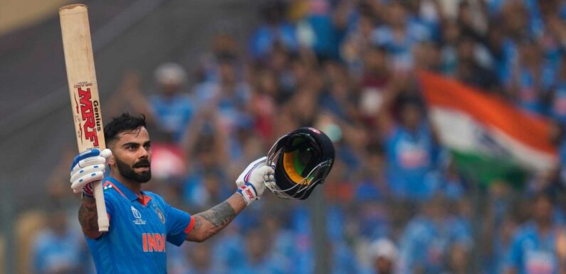 Virat Kohli hits record century as India post huge score in semi-final