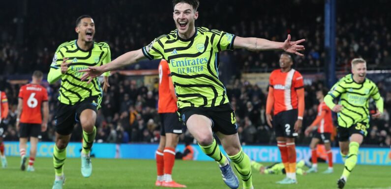 Declan Rice’s last-second winner at Luton sees Arsenal fans insist ‘title is on’