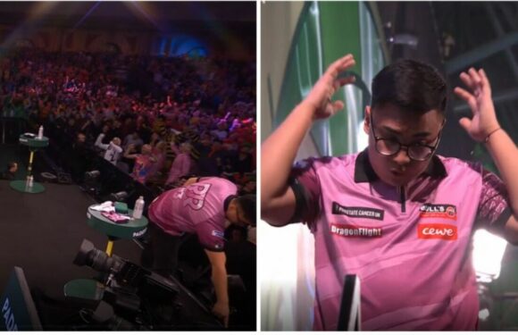 World Darts Championship star Rodriguez throws dart off table in furious rage